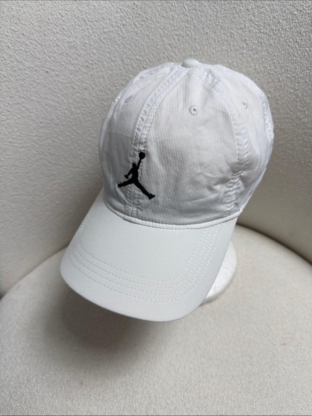 Jordan White Cap with Black Jumpman Logo